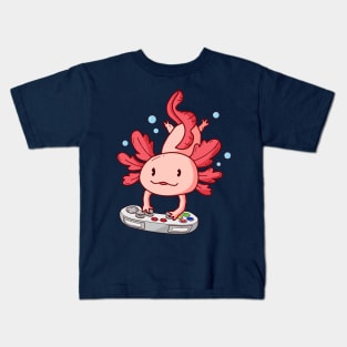 Gamer Axolotl Playing Video Games Cute Axolotl Lover Kids T-Shirt